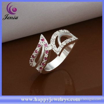 Beautiful design cheap price women ring 925 silver plated zircon big stone ring designs (CR317)